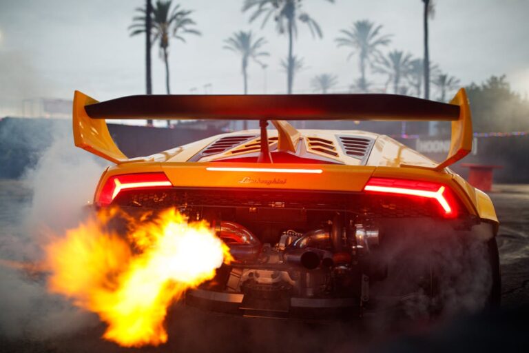 Flames from Lamborghini Exhaust