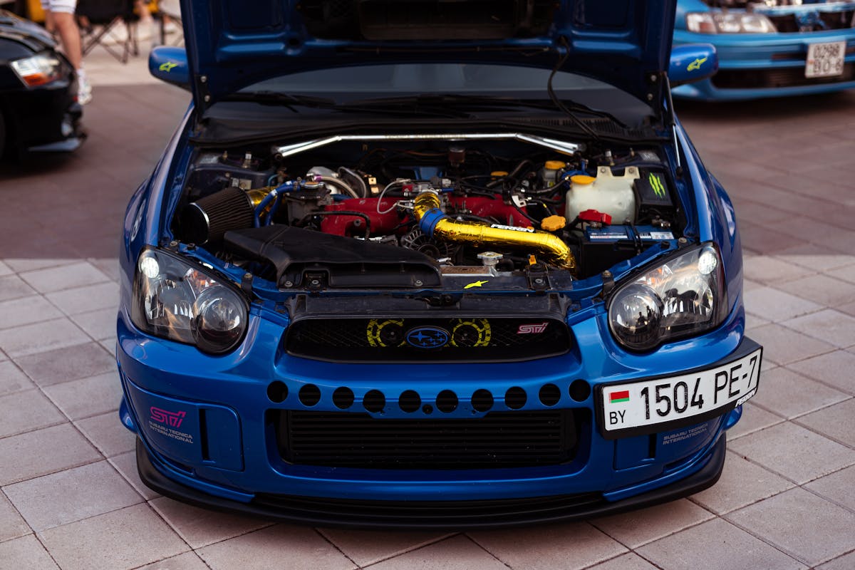 Subaru Impreza with Open Hood