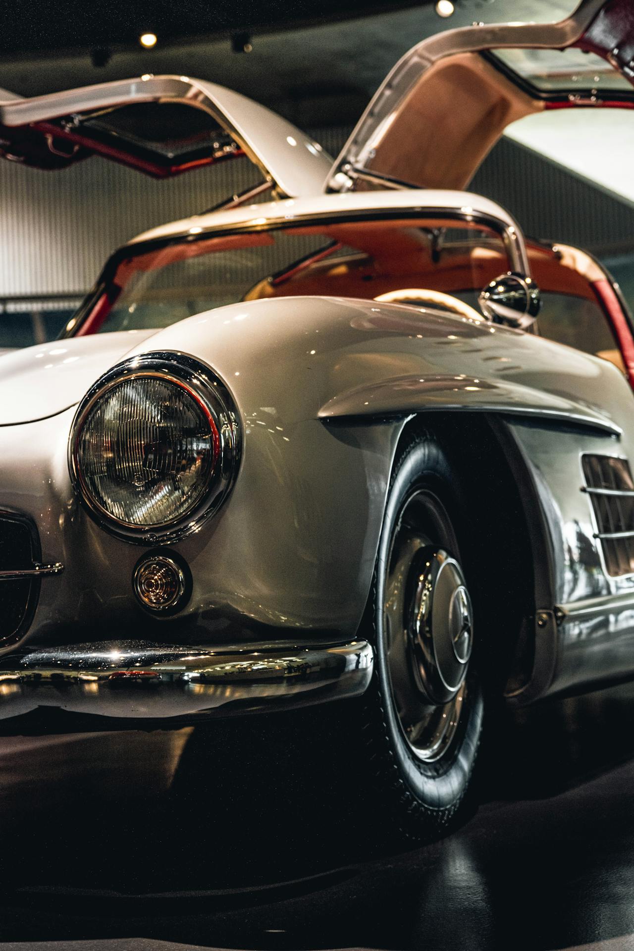 Vintage Mercedes-Benz 300 SL with Open Gull-wing Doors