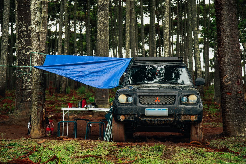 Mitsubishi Off-road Car Parked in Woods
